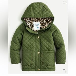 New J.Crew Kids girls green barn jacket with hood fully lined